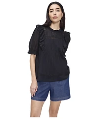 Finery London Women's Jolin High-Neck Puff-Sleeve Cotton Top