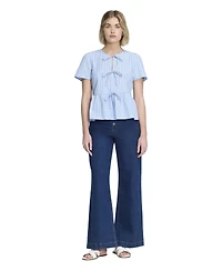 Finery London Women's Bridie Peplum Tie-Front Short-Sleeve Blouse