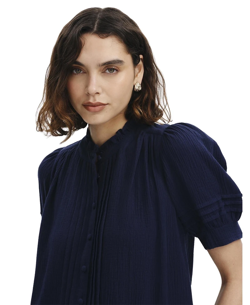 Finery London Women's Teagan Pintuck Short-Sleeve Blouse