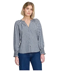 Finery London Women's Sandy Gingham Long-Sleeve V-Neck Blouse