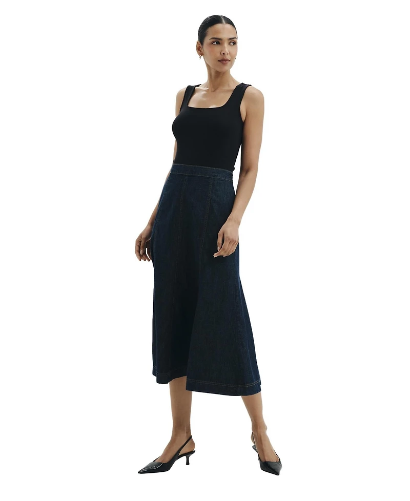 Finery London Women's Dana Denim Midi A-Line Skirt