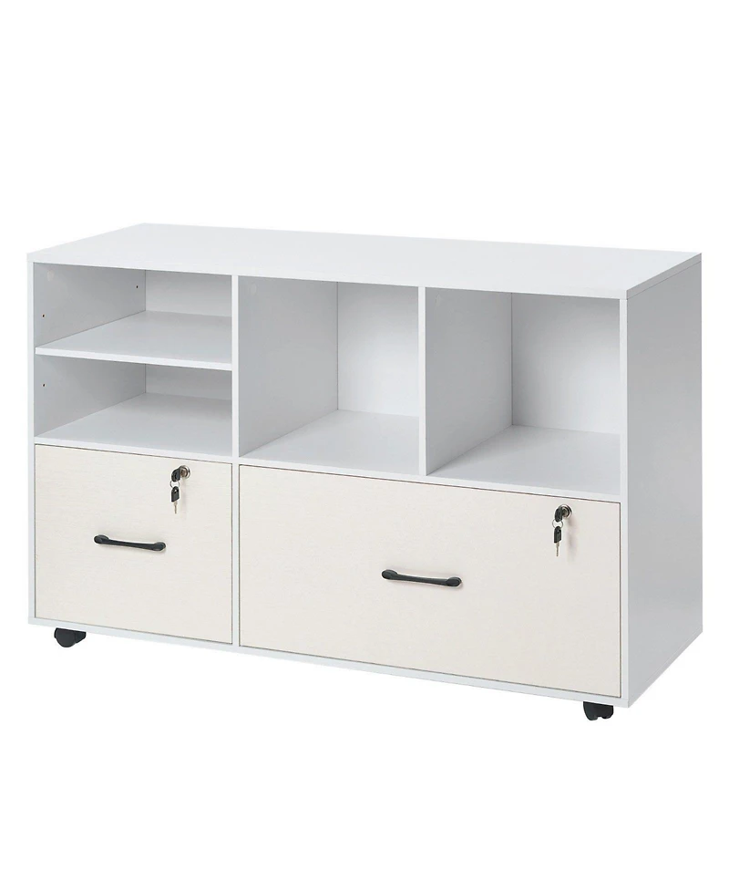 Slickblue 2 Drawer Mobile File Cabinet with Adjustable Storage Shelves