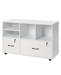 Slickblue 2 Drawer Mobile File Cabinet with Adjustable Storage Shelves