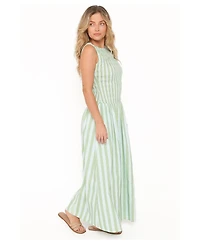 Petal and Pup Women's Maleny Smocked Striped Sleeveless Maxi Dress