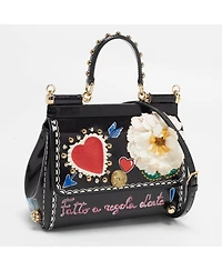 Pre-Owned Dolce & Gabbana Women's Small Miss Sicily Embellished Patent Leather Satchel