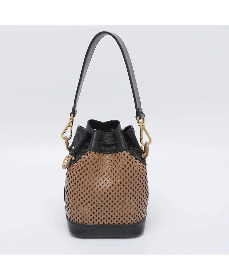 Pre-Owned Fendi Women's Mon Tresor Mini Perforated Leather Bucket Bag