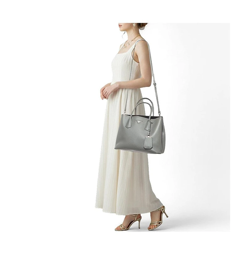 Pre-Owned Prada Women's Saffiano Cuir Leather Double Tote Bag