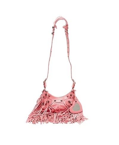 Pre-Owned Balenciaga Women's Le Cagole Xs Fringed Leather Shoulder Bag
