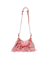 Pre-Owned Balenciaga Women's Le Cagole Xs Fringed Leather Shoulder Bag