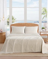 Tommy Bahama Home Frond Voyage Washed Percale 100% Cotton Breathable Deep Pocket 4-Piece Sheet Set, Queen