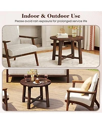 Mecale 24 in Round Solid Wood End Table with X-Shaped Base