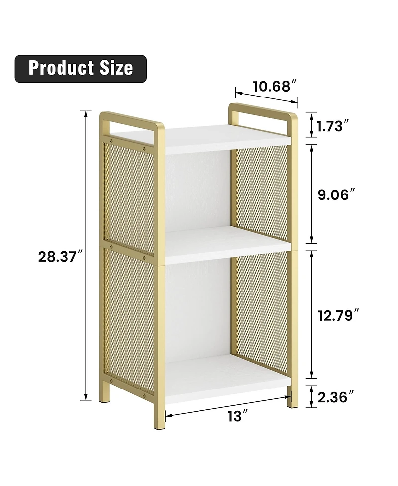 Modern Gold Coffee Table with Mdf Top and Metal Mesh Frame, Accent Side Table with Scratch-Resistant Finish and Polished Edges