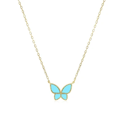 The Lovery Turquoise Butterfly Necklace 14K Gold-Plated Sterling Silver