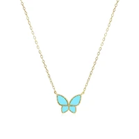 The Lovery Turquoise Butterfly Necklace 14K Gold-Plated Sterling Silver