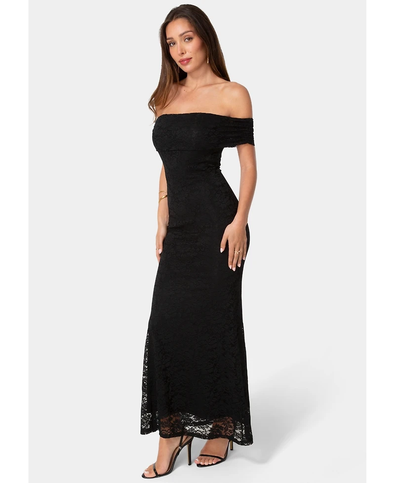 Bebe Women's Off-the-Shoulder Lace Maxi Dress