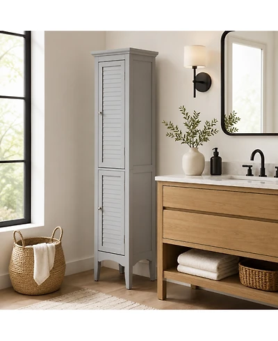 Teamson Home 63"H Glancy Linen Tower with Shutter doors