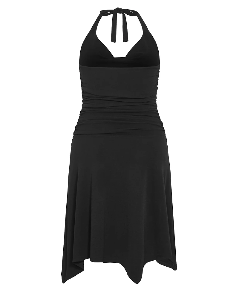City Chic Plus Amber Halter Asymmetrical Mini Dress