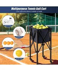 Glintex Tennis Ball Cart, Holds 150 Balls, Folding Aluminum Frame
