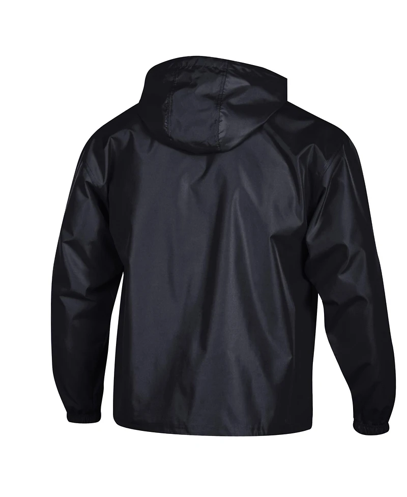 Champion Men's Black Army Knights Packable Hooded Windbreaker Half-Zip Jacket