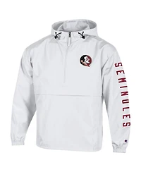 Champion Men's White Florida State Seminoles Cloud Packable Half-Zip Hooded Jacket