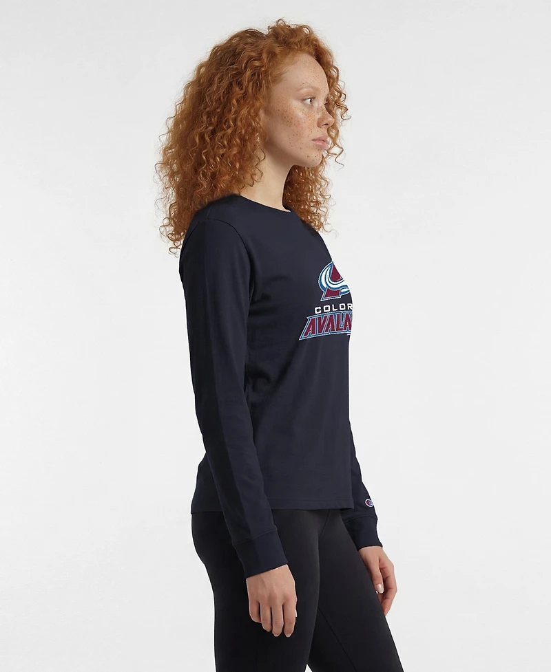 Champion Women's Colorado Avalanche Wordmark Lockup Screen-printed Long-Sleeve T-Shirt