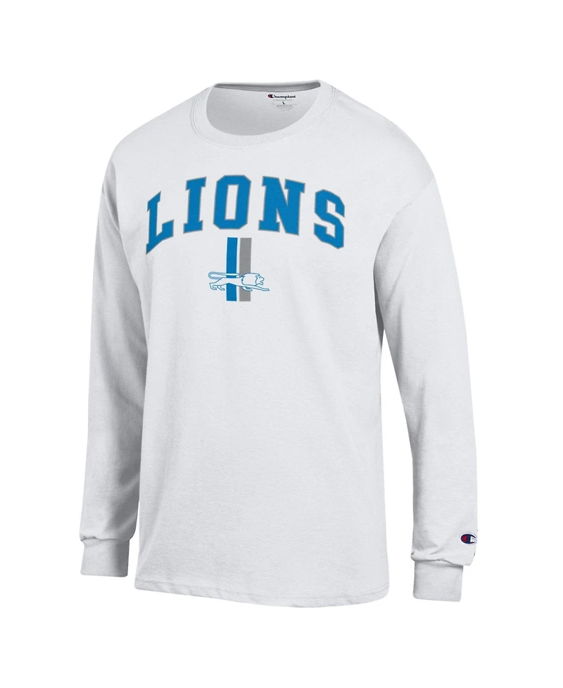 Champion Men's White Detroit Lions Arch Over Logo Long Sleeve T-Shirt