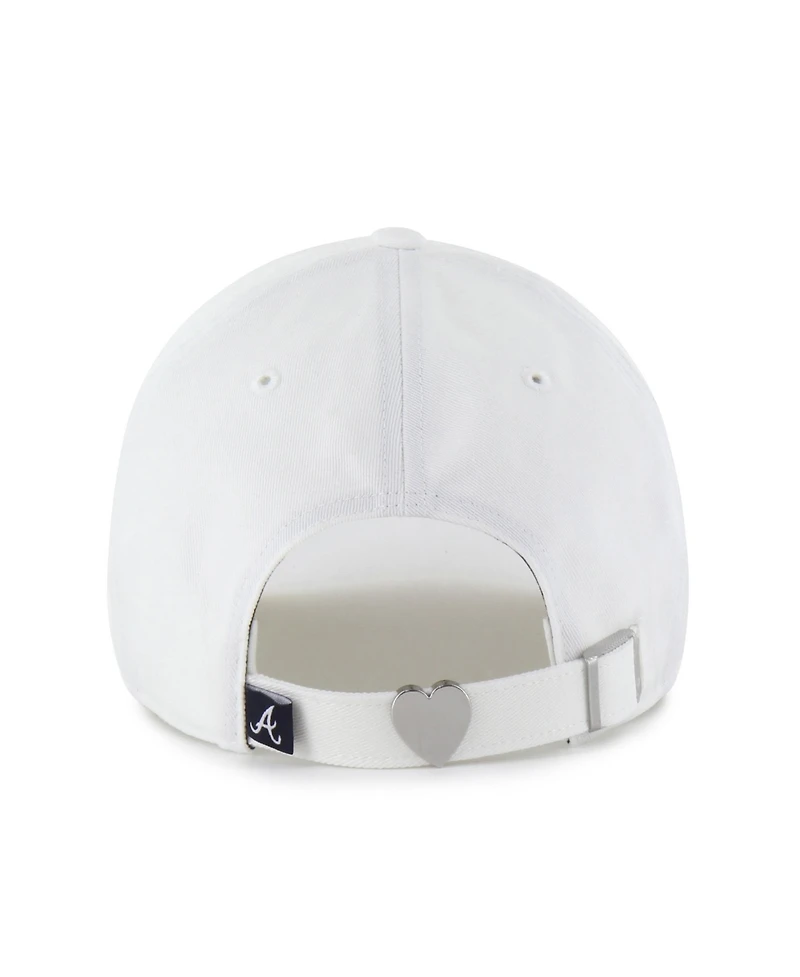 '47 Brand Women's White Atlanta Braves Trendy Script Clean Up Adjustable Hat