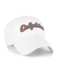 '47 Brand Women's White Miami Dolphins Trendy Script Clean Up Adjustable Hat