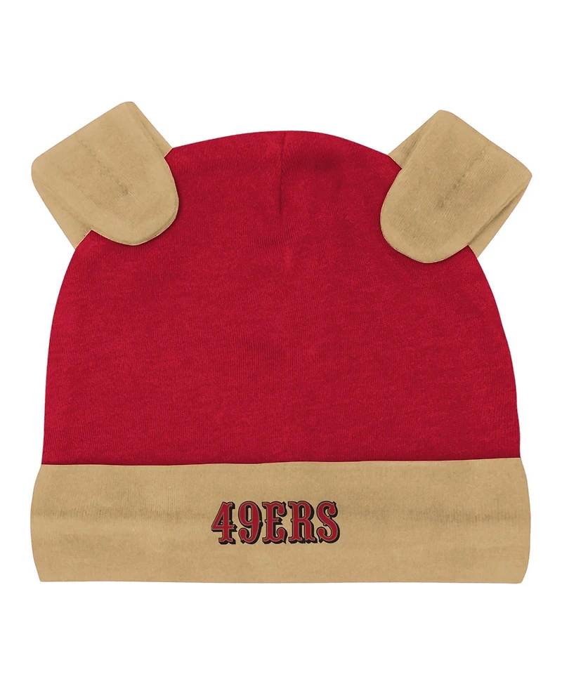 Outerstuff Baby Boys' San Francisco 49ers Huddles Giggles Long-Sleeve Creeper, Pants and Hat, 3-Piece Set