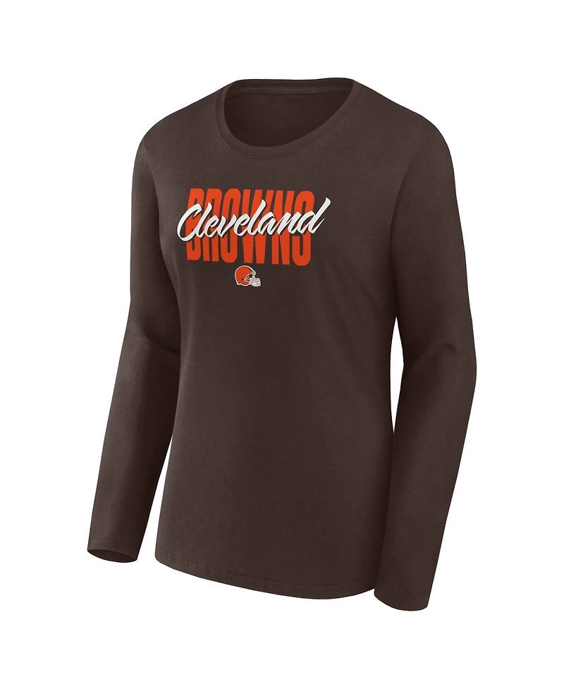 Logo Athletic Women's Cleveland Browns Grip Long-Sleeve Graphic T-Shirt