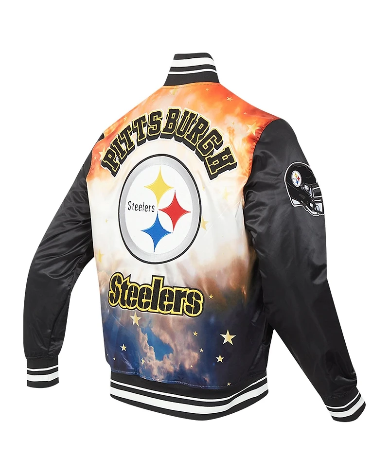 Pro Standard Men's Black Pittsburgh Steelers Sublimated Satin Full-Snap Jacket