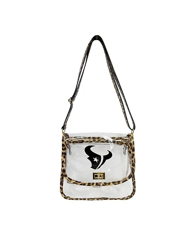 Logo Brands Houston Texans Leopard Print Trim Clear Purse