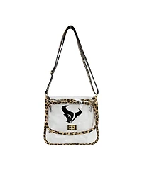 Logo Brands Houston Texans Leopard Print Trim Clear Purse