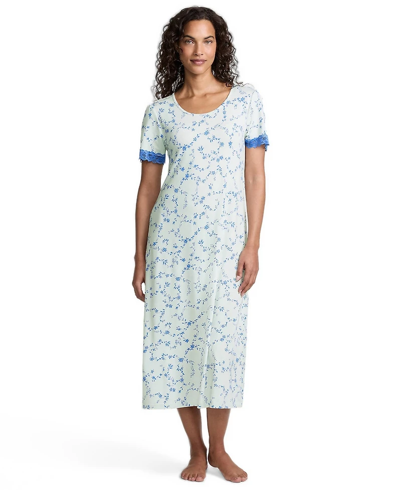 Lands' End Women's Mid-Calf Scoop Neck Nightgown