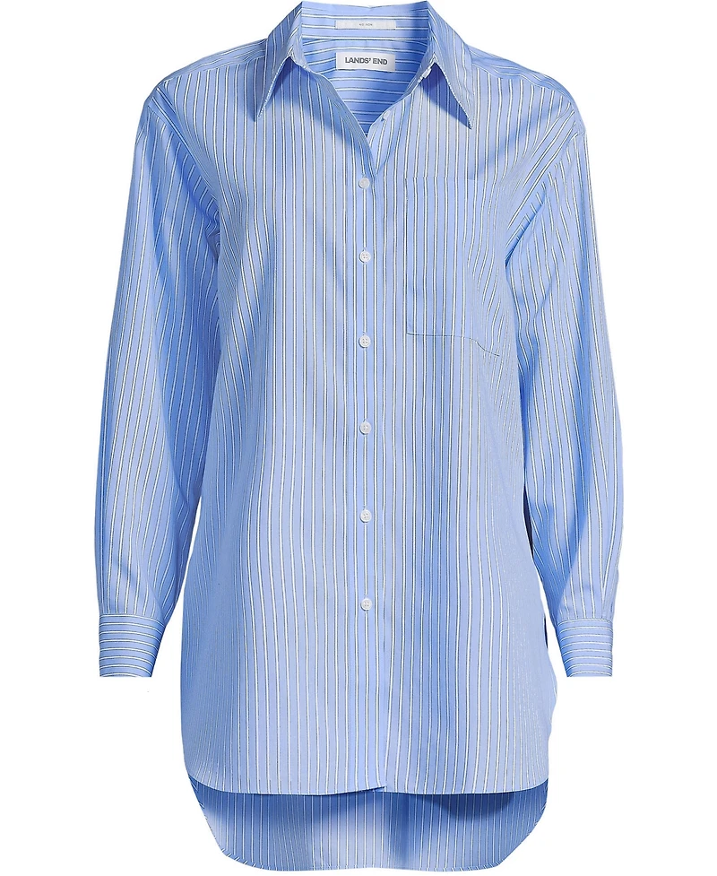 Lands' End Women's Oversized No Iron Tunic with Statement Collar Shirt