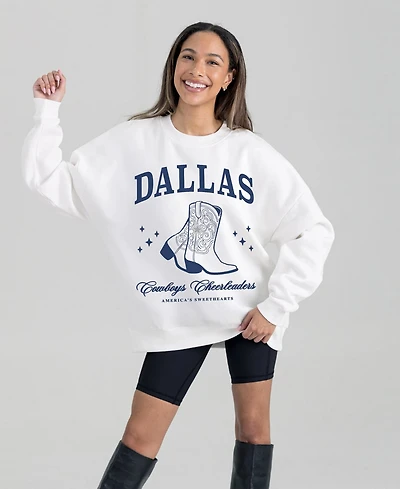 Gameday Couture Women's Dallas Cowboys Cheer Collection Boots Oversized Long-Sleeve Fleece Crewneck Sweatshirt
