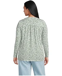 Lands' End Plus Long-Sleeve Pintuck Tunic Blouse
