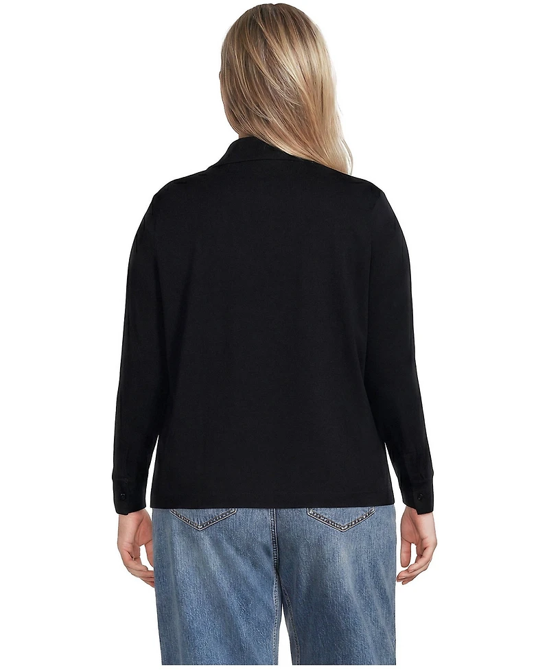 Lands' End Plus Long-Sleeve Button-Front Relaxed-Fit Button-Down Shirt