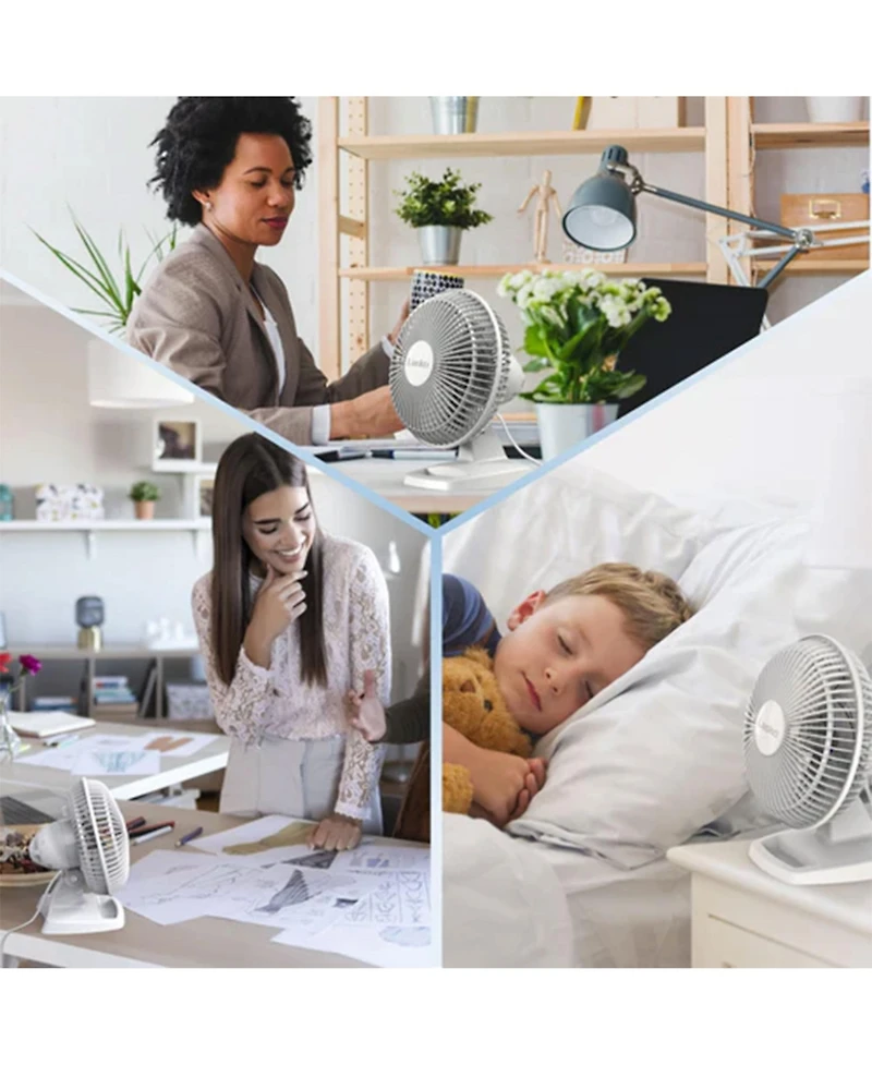 Lasko 6 Inch 2002W 2 Speed Personal Portable Table Fan with Storage Tray, White