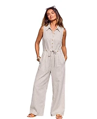 Cupshe Women's Vertical-Stripe Sleeveless Wide-Leg Jumpsuit