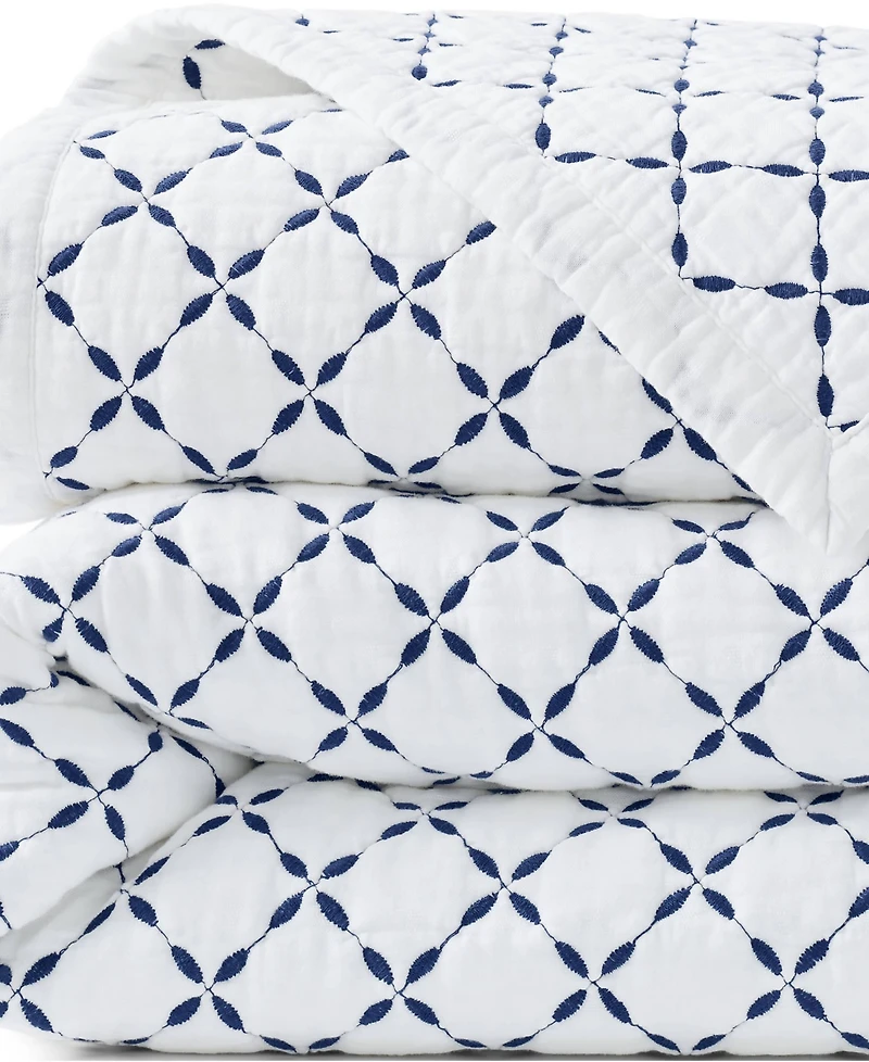 Lands' End Embroidered Diamond Double Voile Quilt