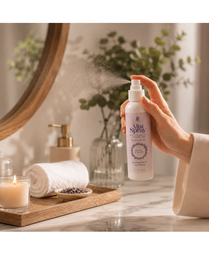 Pursonic Lavender & Sea Salt Mist Spray + 14-Pack Essential Oil Gift Set for Aromatherapy & Wellness