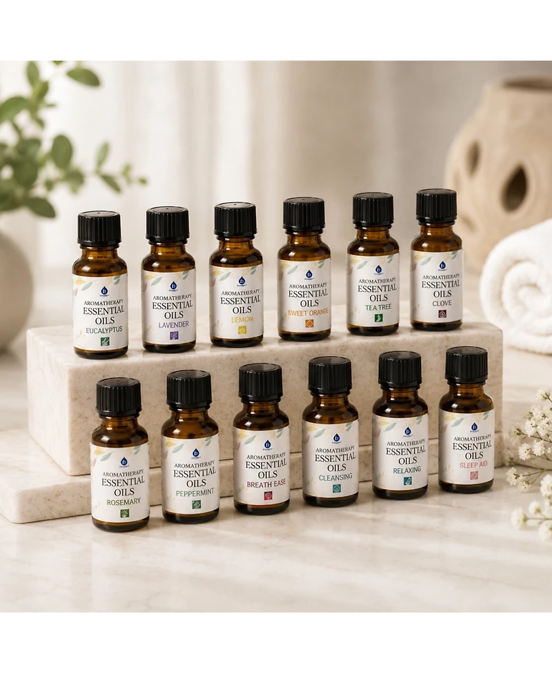 Pursonic Lavender & Sea Salt Mist Spray + 14-Pack Essential Oil Gift Set for Aromatherapy & Wellness