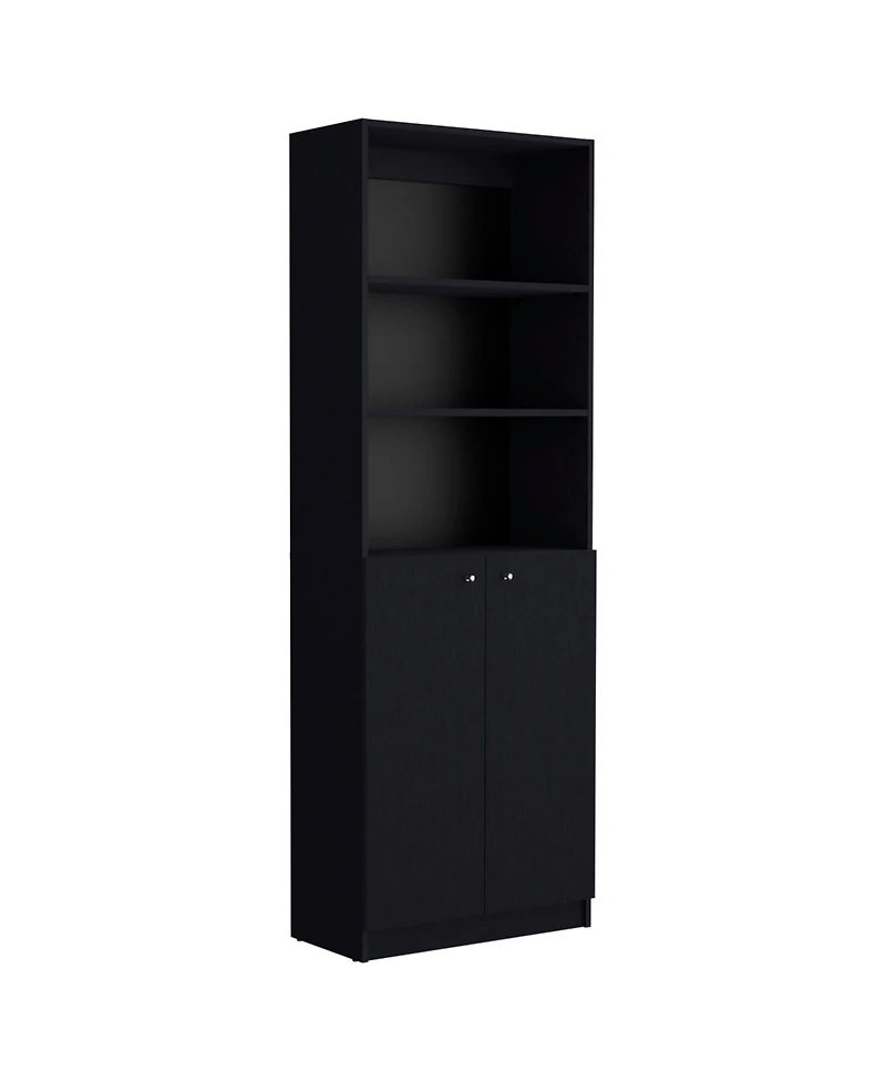 HomeRoots 71" Five Tier Bookcase with Two doors