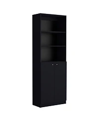 HomeRoots 71" Five Tier Bookcase with Two doors