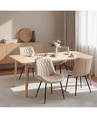 homfan Set of 6 Faux Leather Upholstered Dining Chairs with Curved Backrest and Steel Legs