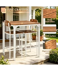 Flynama 3-Piece Bistro Dining Set with Square Table and 2 Stools for Small Spaces