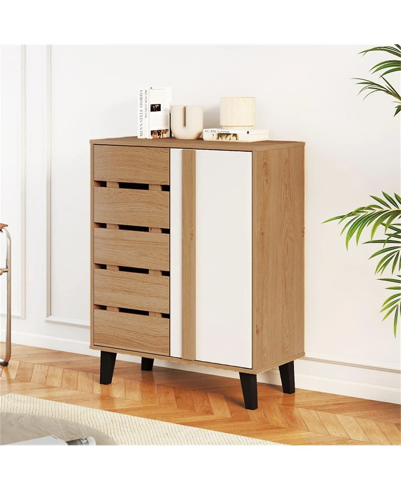 Slickblue 29.5 Inch Shoe Cabinet with 4-Tier Shelves and Adjustable Storage Rack