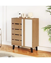 Slickblue 29.5 Inch Shoe Cabinet with 4-Tier Shelves and Adjustable Storage Rack