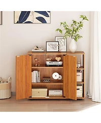 Slickblue 2-Door Shoe Cabinet with Adjustable Shelf and 3-Tier Open Storage